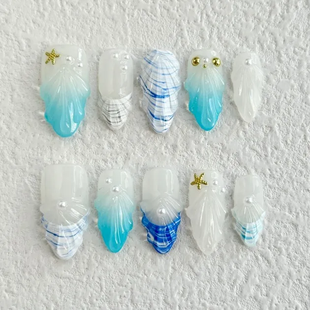 Ocean Shell Mermaid Press-On Nails