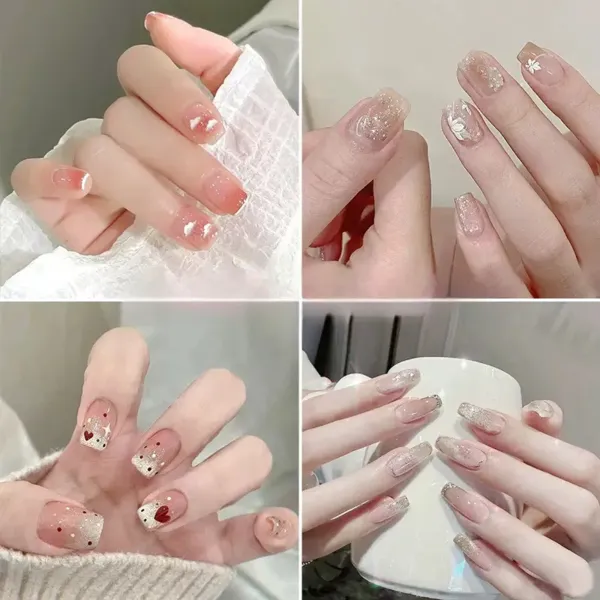press-on nails with glue & tools
