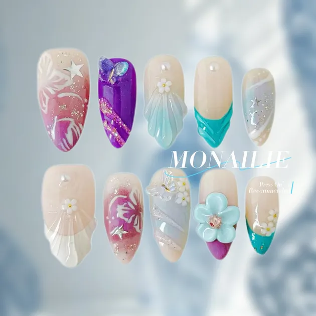 Mermaid Ocean Fantasy Press-On Nails