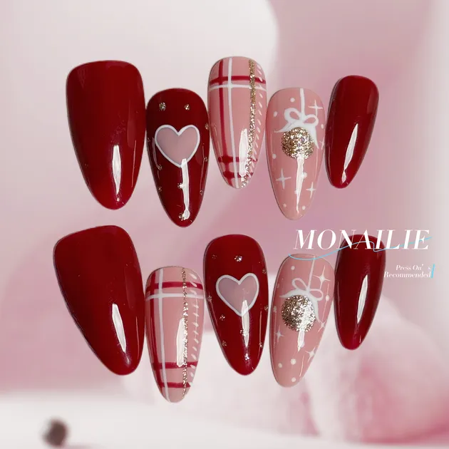 Valentine Red Heart Press-On Nails